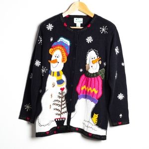 Quacker Factory Ugly Christmas Sweater Snowman L